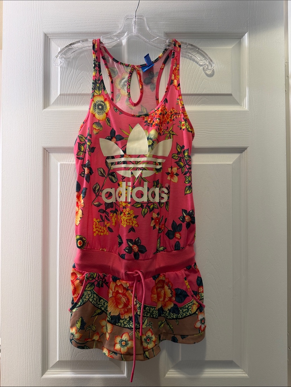 adidas Hot Pink Floral Trefoil Romper limited edition